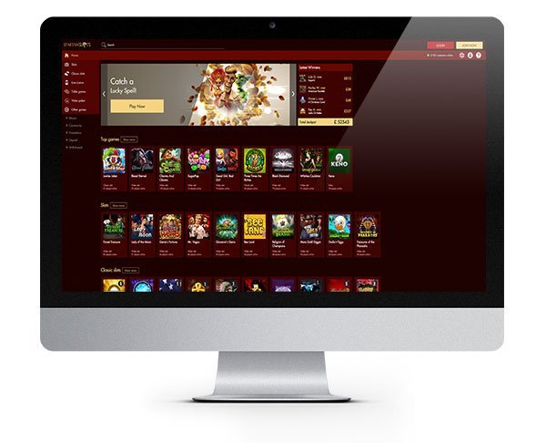 Spartan Slots Casino desktop lobby